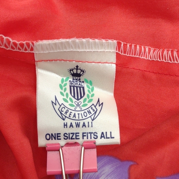 Royal Creations Sarong Wrap Red with Hawaiian Floral made in Hawaii Vintage - Picture 11 of 15